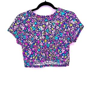 Vintage 80s floral crop top size medium USA made